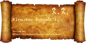 Kinszker Kornél névjegykártya